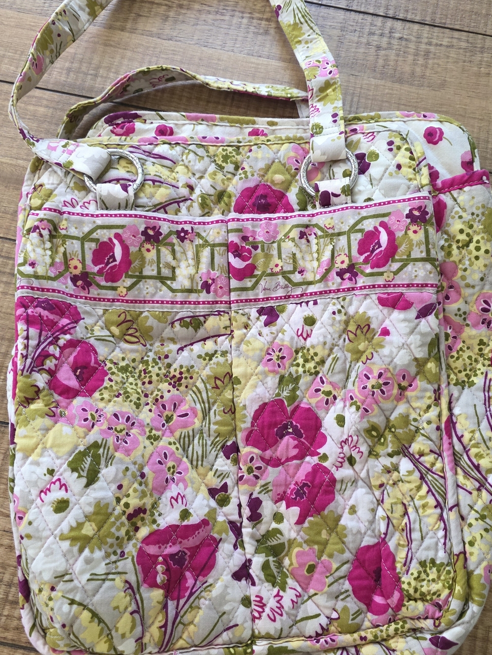 Vera Bradley Hot Pink, Light Pink & Olive Quilted Floral Tote